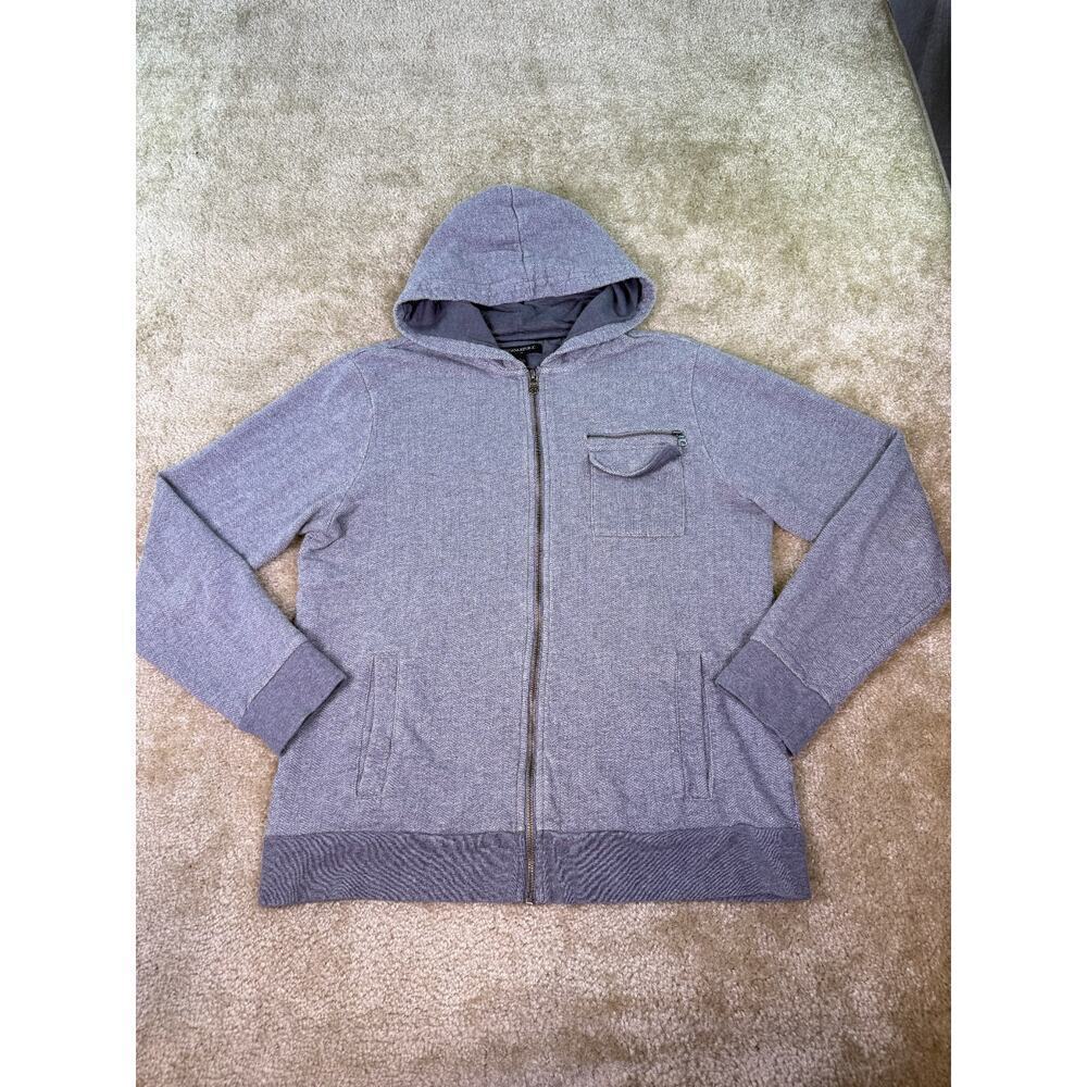 Banana Republic Size Large Gray Zip Pocket Hooded Jacket Lined Hood C599